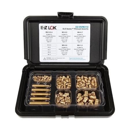 E-Z Lok E-Z Sonic Threaded Insert Assortment Kit - Tapered - Double Vane - M2.5 to M6 EZ-DVM210